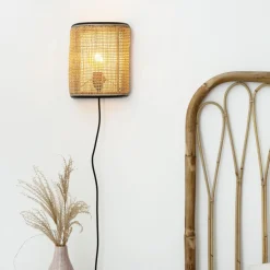 Applique<Made in Meubles Applique murale demi cercle en rotin et cannage Rim