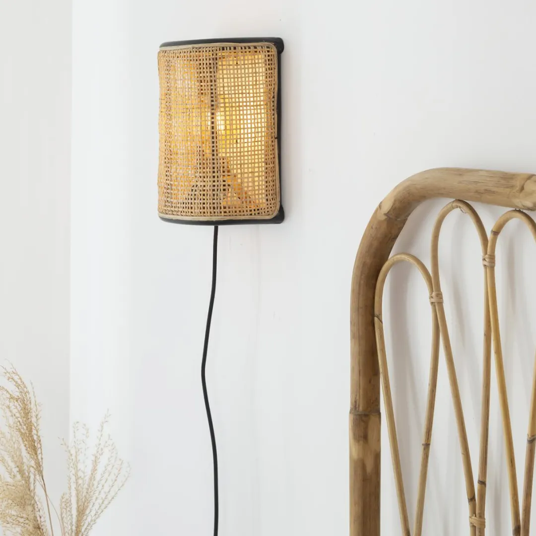 Applique<Made in Meubles Applique murale demi cercle en rotin et cannage Rim