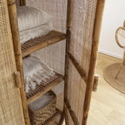 Armoire<Made in Meubles Armoire arrondie en rotin 4 étagères Rim