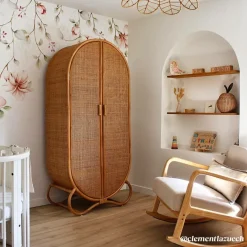 Armoire<Made in Meubles Armoire arrondie en rotin 4 étagères Rim