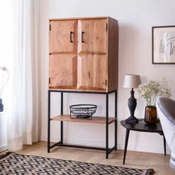 Armoire<Made in Meubles Armoire en bois d'acacia et métal Ava