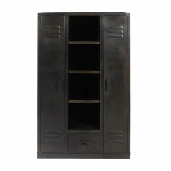Armoire<Made in Meubles Armoire en métal noir 2 portes Locker