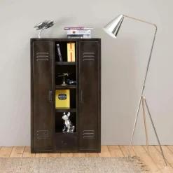 Armoire<Made in Meubles Armoire en métal noir 2 portes Locker