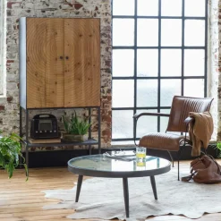 Armoire<Made in Meubles Armoire en pin et métal Rondin