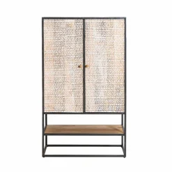 Armoire<Made in Meubles Armoire sculpté en bois de manguier et métal Luz