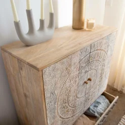 Armoire<Made in Meubles Armoire sculptée en bois de manguier Marc