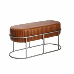 Banc<Made in Meubles Banc arrondi en cuir marron Gaby