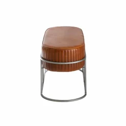 Banc<Made in Meubles Banc arrondi en cuir marron Gaby