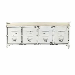 Banc<Made in Meubles Banc avec rangement en métal blanc Félicie