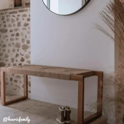 Banc<Made in Meubles Banc en bois d'acacia et laine Marietta