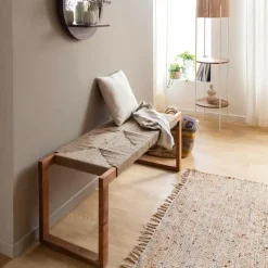 Banc<Made in Meubles Banc en bois d'acacia et laine Marietta