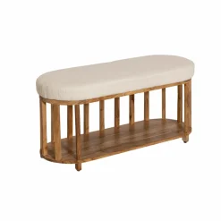 Banc<Made in Meubles Banc en bois d'acacia et tissu Orane