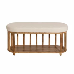Banc<Made in Meubles Banc en bois d'acacia et tissu Orane