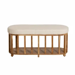 Banc<Made in Meubles Banc en bois d'acacia et tissu Orane