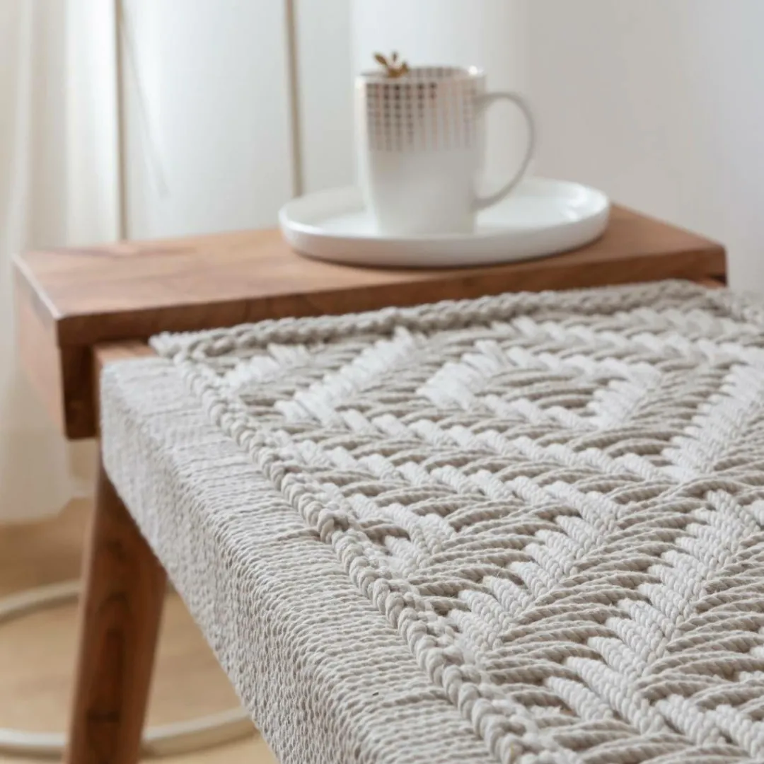 Banc<Made in Meubles Banc en bois de manguier tissage Bertille