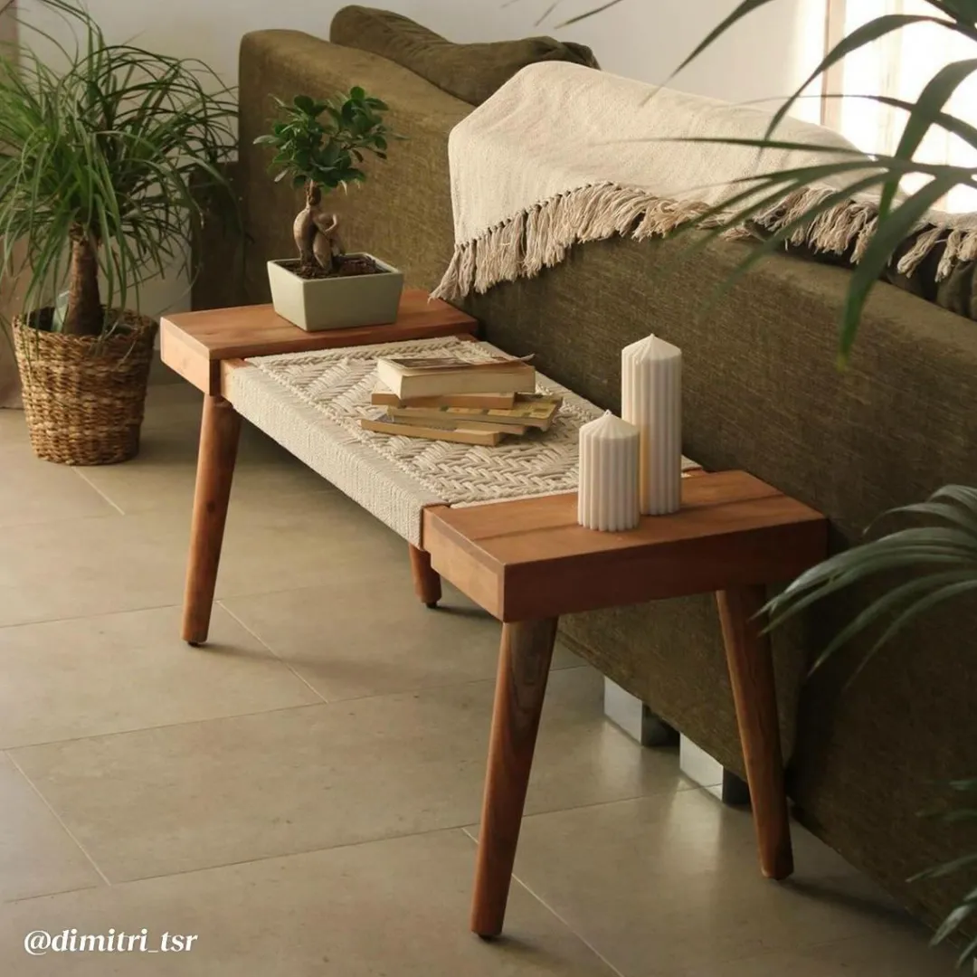 Banc<Made in Meubles Banc en bois de manguier tissage Bertille