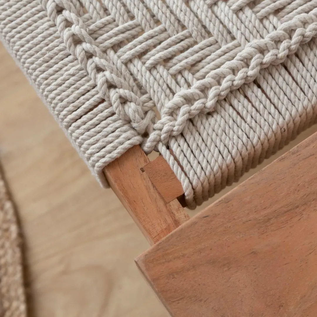 Banc<Made in Meubles Banc en bois de manguier tissage Bertille