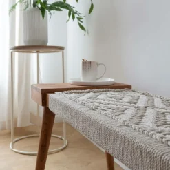 Banc<Made in Meubles Banc en bois de manguier tissage Bertille