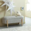 Banc<Made in Meubles Banc en bois de pin et tissu bouclette gris clair Nério
