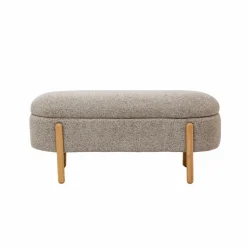 Banc<Made in Meubles Banc en bois de pin et tissu bouclette gris clair Nério