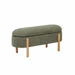 Banc<Made in Meubles Banc en bois de pin et tissu bouclette  vert Nério