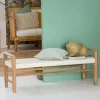 Banc<Made in Meubles Banc en bois de teck et tissu Pénélope