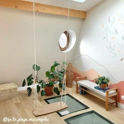 Banc<Made in Meubles Banc en bois de teck et tissu Pénélope