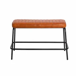Banc<Made in Meubles Banc en cuir marron et métal noir Lucien