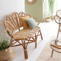 Fauteuil|Canapé<Made in Meubles Banquette fleur en rotin Rattan