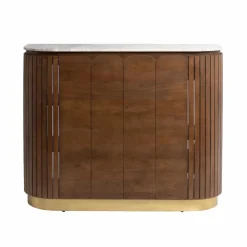 Meuble Bar<Made in Meubles Bar en bois de manguier et marbre blanc Sienne