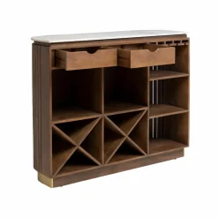 Meuble Bar<Made in Meubles Bar en bois de manguier et marbre blanc Sienne