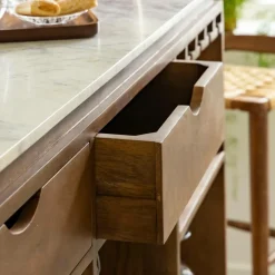 Meuble Bar<Made in Meubles Bar en bois de manguier et marbre blanc Sienne