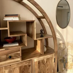 Bibliothèque<Made in Meubles Bibliothèque asymétrique en bois d'acacia Nathan