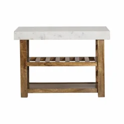 Ilot Central<Made in Meubles Billot en marbre et bois Louca