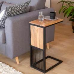 Bout De Canapé & Sellette<Made in Meubles Bout de canapé en bois d'acacia et métal Mattia