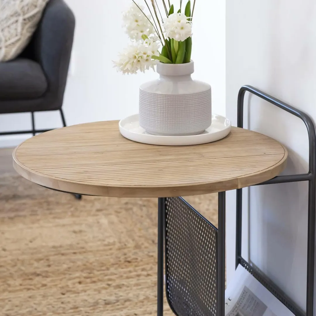 Bout De Canapé & Sellette<Made in Meubles Bout de canapé en bois de sapin et métal Denise