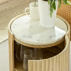 Bout De Canapé & Sellette<Made in Meubles Bout de canapé en bois de manguier et marbre Moana