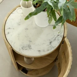 Bout De Canapé & Sellette<Made in Meubles Bout de canapé en bois de manguier et marbre Moana