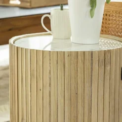 Bout De Canapé & Sellette<Made in Meubles Bout de canapé en bois de manguier et marbre Moana