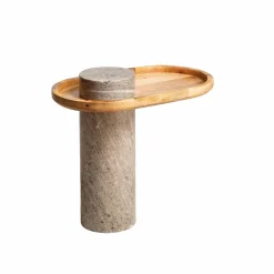 Bout De Canapé & Sellette<Made in Meubles Bout de canapé en bois de manguier et marbre Andréa