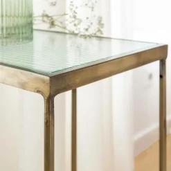 Bout De Canapé & Sellette<Made in Meubles Bout de canapé en métal doré et verre Léa