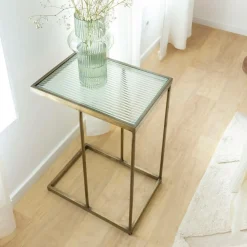 Bout De Canapé & Sellette<Made in Meubles Bout de canapé en métal doré et verre Léa