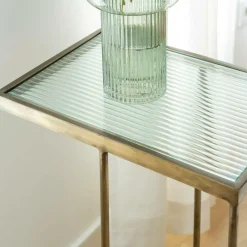 Bout De Canapé & Sellette<Made in Meubles Bout de canapé en métal doré et verre Léa