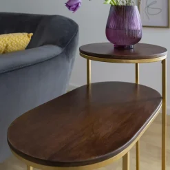 Bout De Canapé & Sellette<Made in Meubles Bout de canapé en métal et bois de manguier Léon