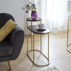 Bout De Canapé & Sellette<Made in Meubles Bout de canapé en métal et bois de manguier Léon