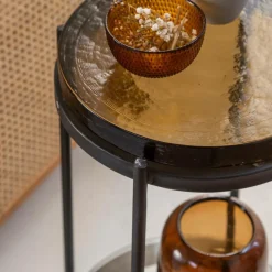 Bout De Canapé & Sellette<Made in Meubles Bout de canapé plateau en verre fumé Lise