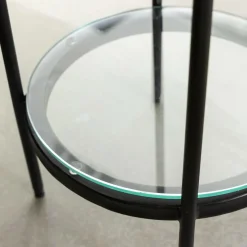 Bout De Canapé & Sellette<Made in Meubles Bout de canapé plateau en verre rouge Lise