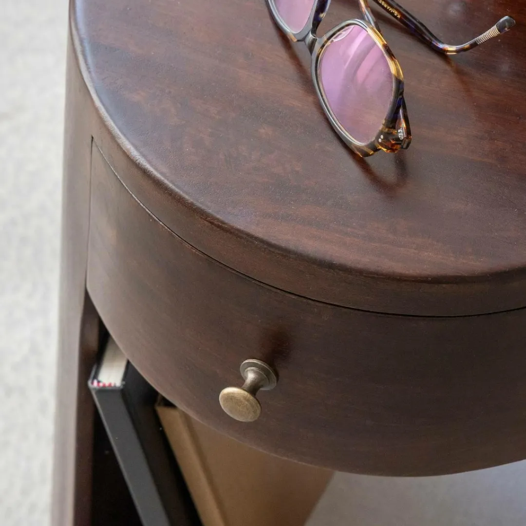 Bout De Canapé & Sellette|Chevet<Made in Meubles Bout de canapé rond en bois de manguier Isao