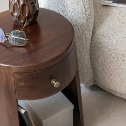 Bout De Canapé & Sellette|Chevet<Made in Meubles Bout de canapé rond en bois de manguier Isao