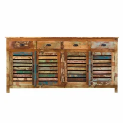 Buffet<Made in Meubles Buffet à  lattes en bois coloré Ethnik